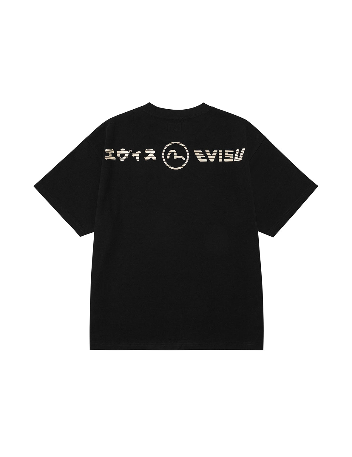 佛头舞狮和山脉刺绣宽版休闲T恤